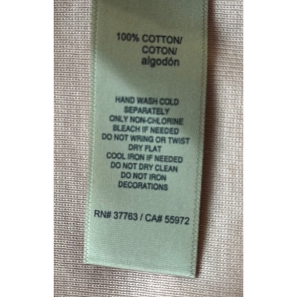 Rafaella‎ XL Pink Embellished Neck 3/4 Sleeve 100% Soft Cotton Pull Over Top - Picture 5 of 6